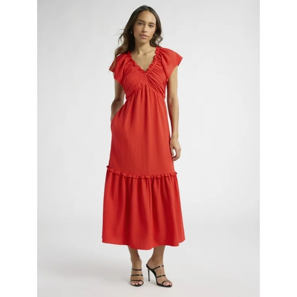 🎉NWT🎉 Red Ruffled Maxi Dress